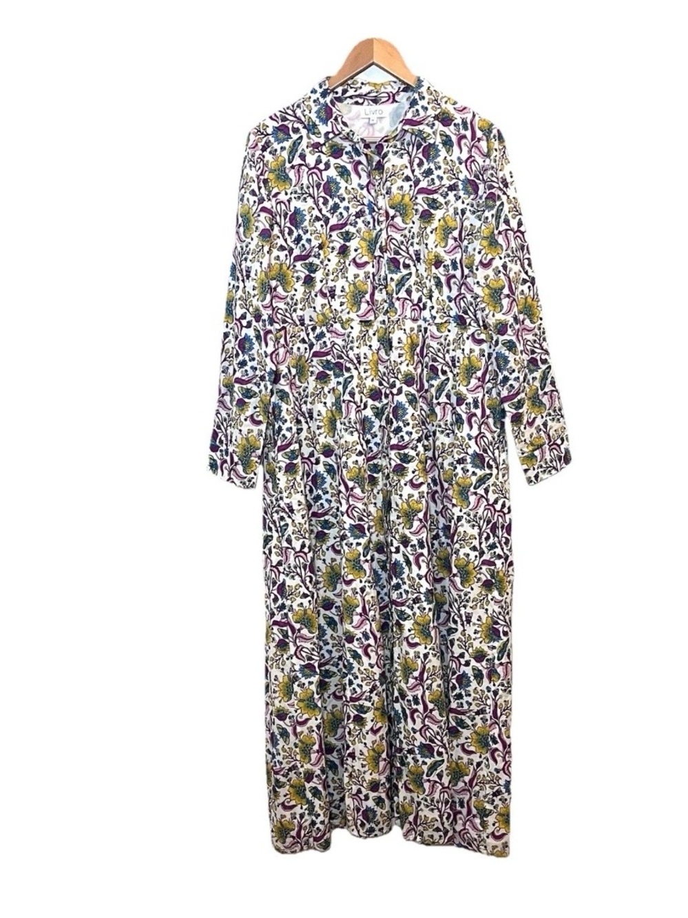 Livro Shirt Dress Size XL Floral Fantasy Garden 100% Cotton